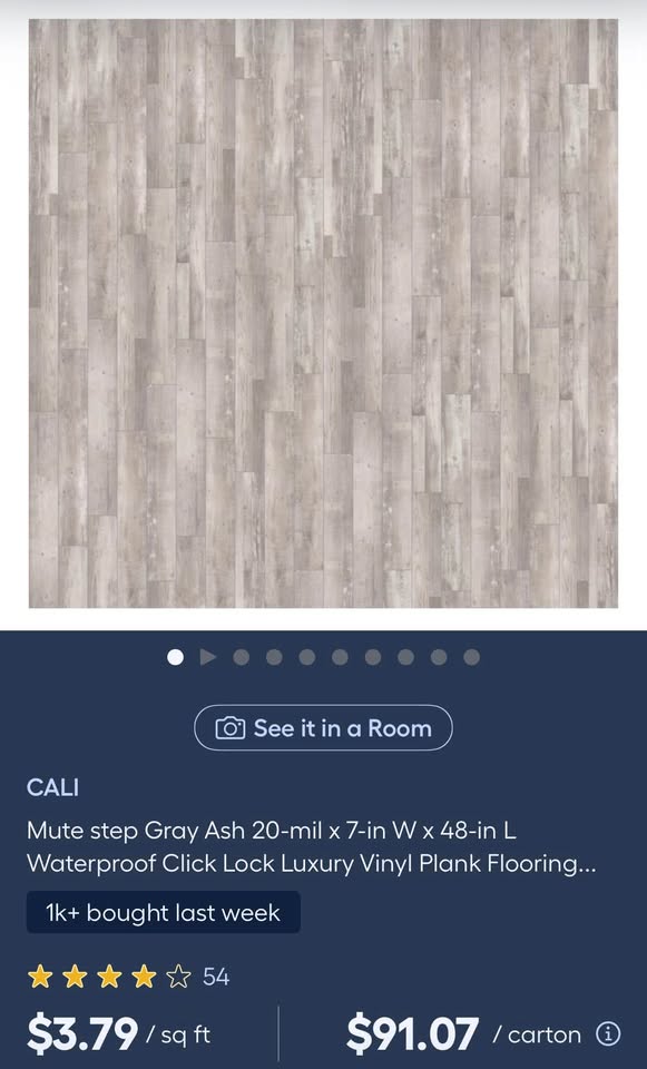 CALI Mute Step Gray Ash Waterproof Luxury Vinyl Plank Flooring 24.03sqft/case