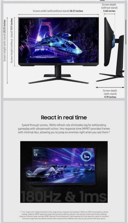 Samsung 32-Inch Odyssey G3 (G30D) 1ms 180Hz FHD Gaming Monitor LS32DG302ENXZA